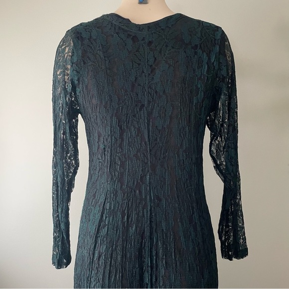 Vintage Essa Donna Green Lace Maxi Dress Witchy Gothic Whimsical 90s Wiccan - Picture 8 of 11